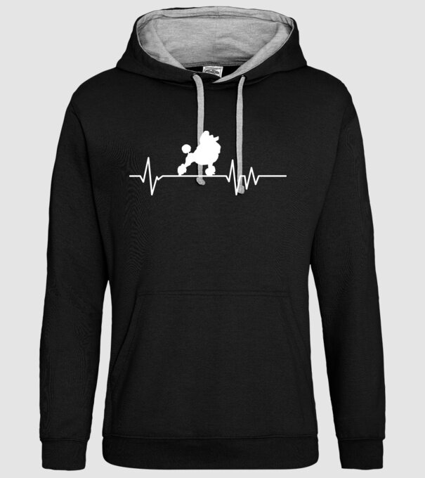 Heartbeat silueta Pudel model negru pe tricou