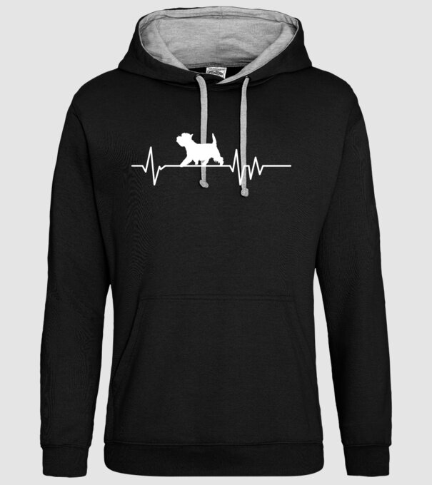 Heartbeat silueta Westie model negru pe tricou