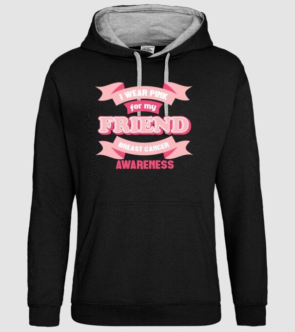 I wear pink for my friend model negru pe tricou