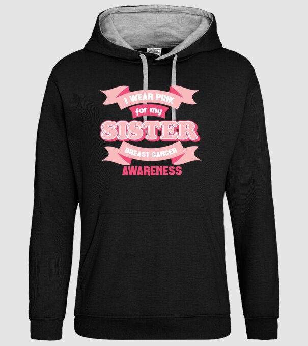 I wear pink for my sister model negru pe tricou