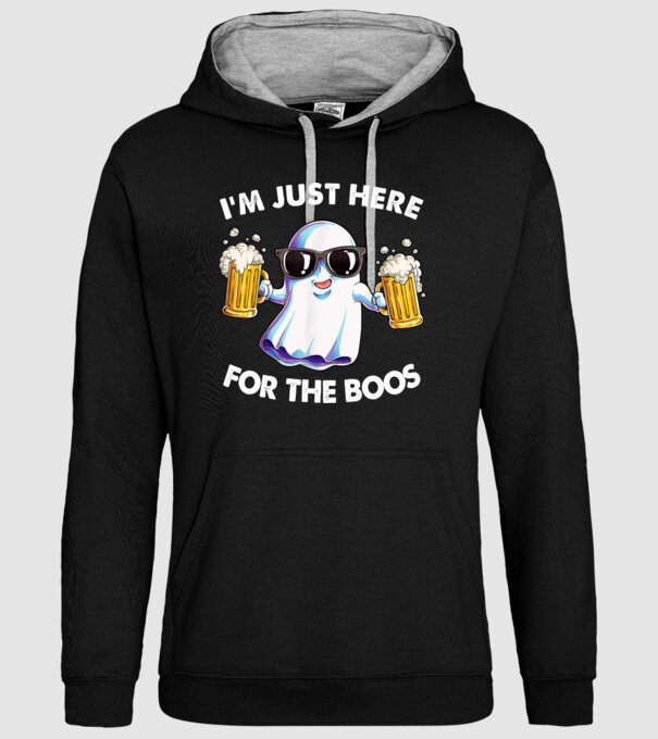 Im just here for the boos model negru pe tricou