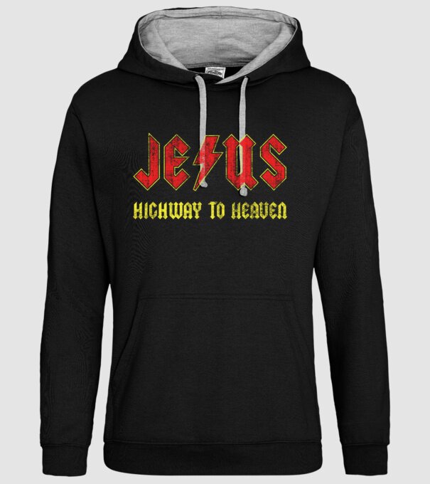 JESUS HIGHWAY TO HEAVEN model negru pe tricou
