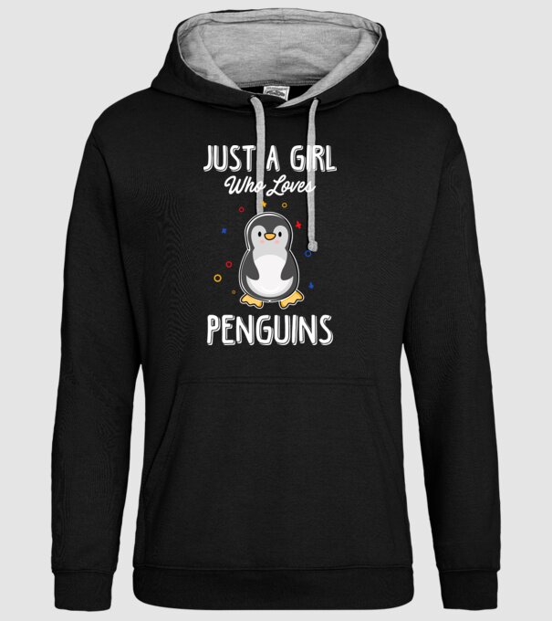 Just a girl who loves Penguins white model negru pe tricou