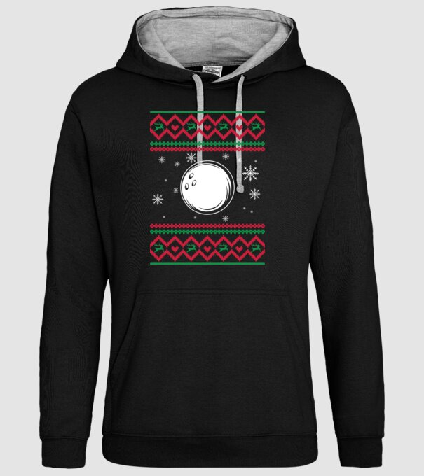 Model tricotat de Crăciun - bowling model negru pe tricou