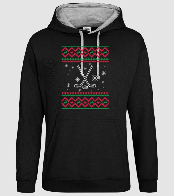 Model tricotat de Crăciun - hochei model negru pe tricou