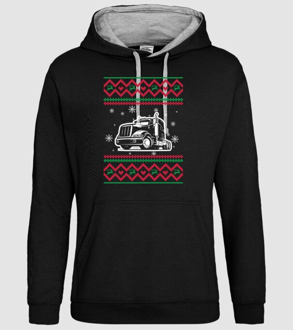 Model tricotat de Crăciun - camion model negru pe tricou
