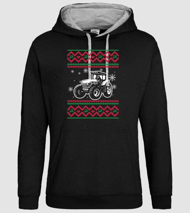 Model tricotat de Crăciun - tractorist model negru pe tricou