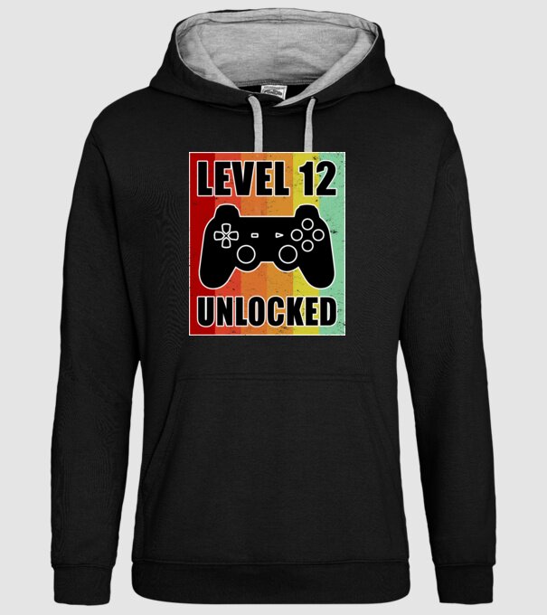 level 12 unlocked retro gamer model negru pe tricou