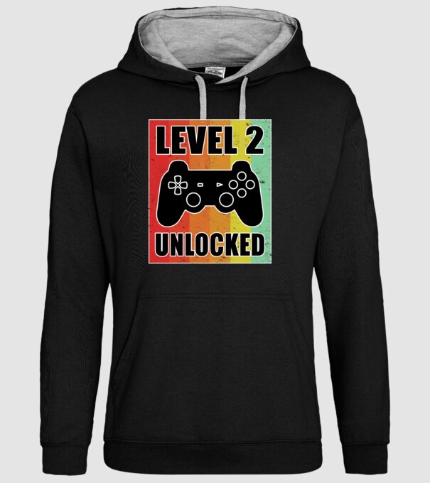 level 2 unlocked retro gamer model negru pe tricou