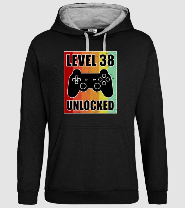 level 38 unlocked retro gamer model negru pe tricou