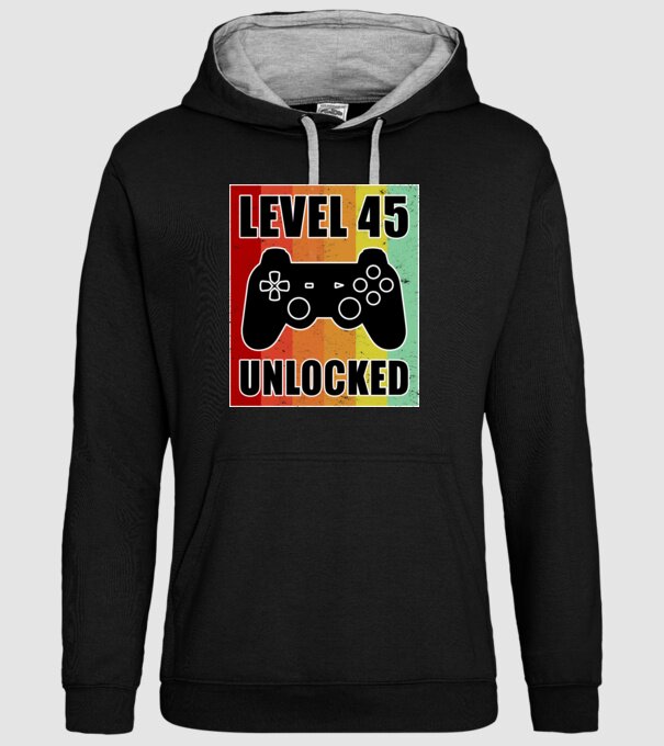 level 45 unlocked retro gamer model negru pe tricou