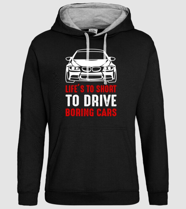 Life is too short to drive boring cars model negru pe tricou