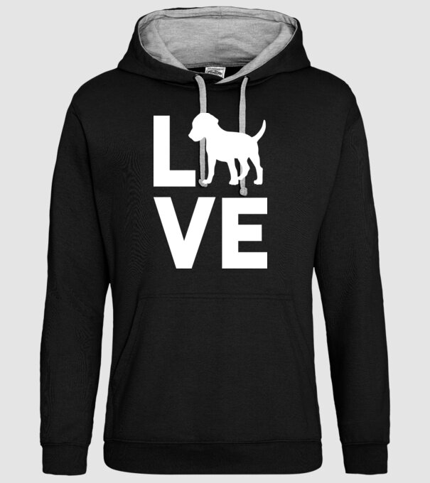 LOVE Beagle model negru pe tricou