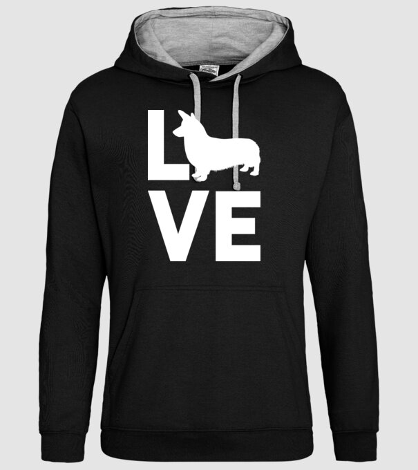 LOVE Corgie model negru pe tricou