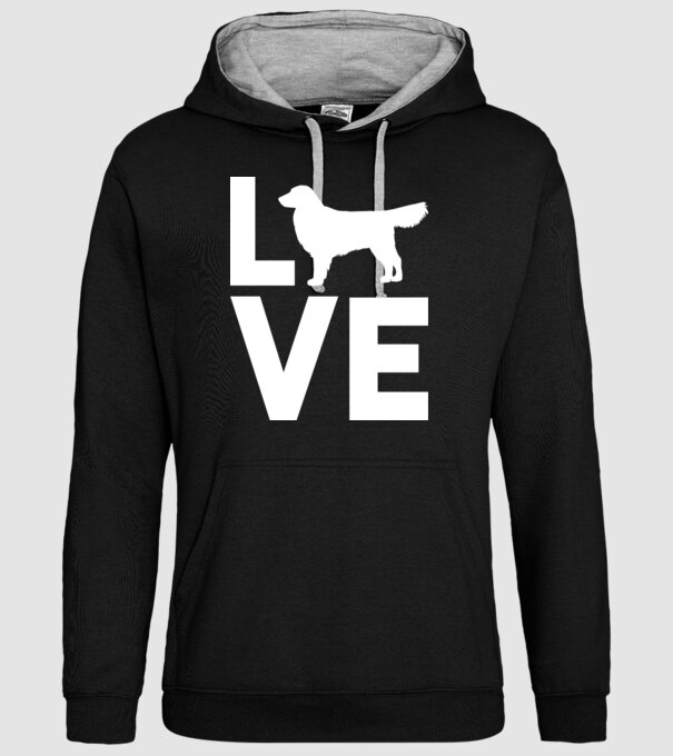 LOVE Golden Retriever model negru pe tricou