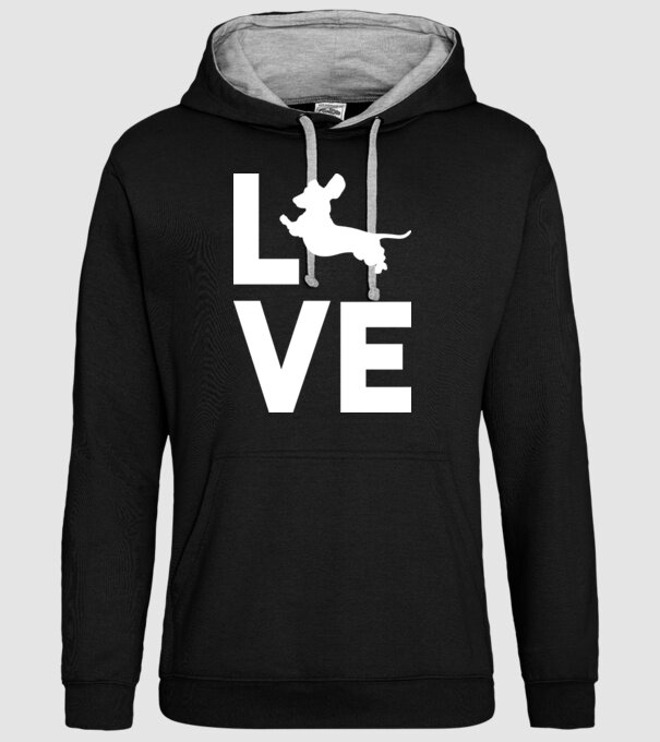 LOVE Teckel model negru pe tricou