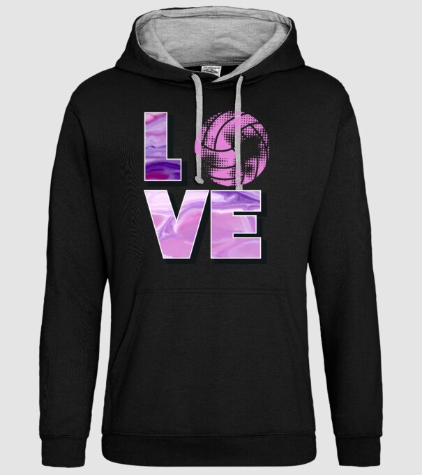 Love volleyball model negru pe tricou