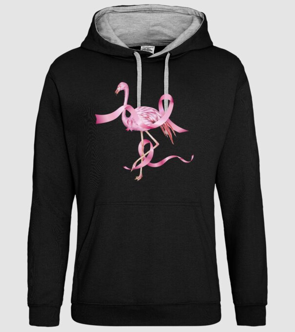 Împotriva Cancerului de sân flamingo model negru pe tricou