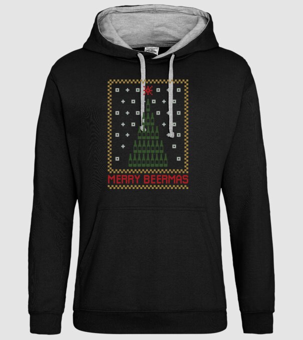 Merry Beermas model negru pe tricou