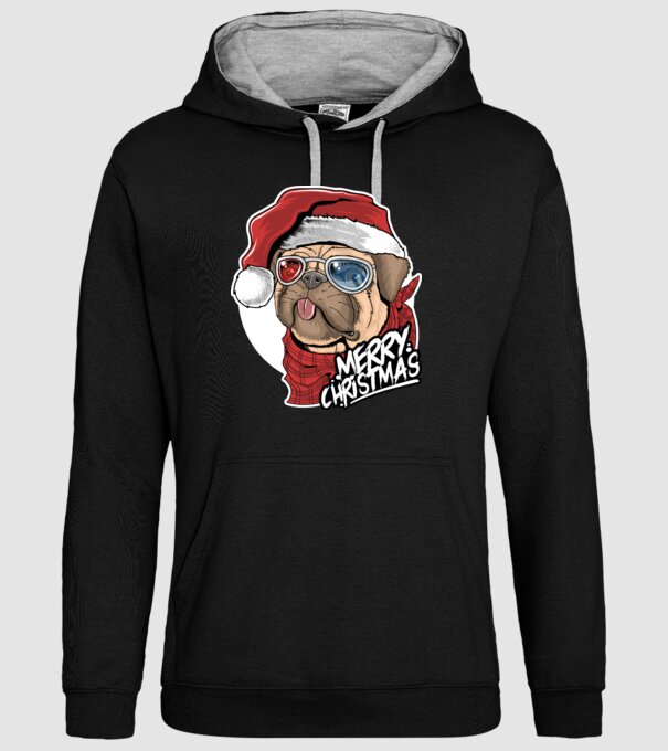 Merry Christmas Mopsz model negru pe tricou