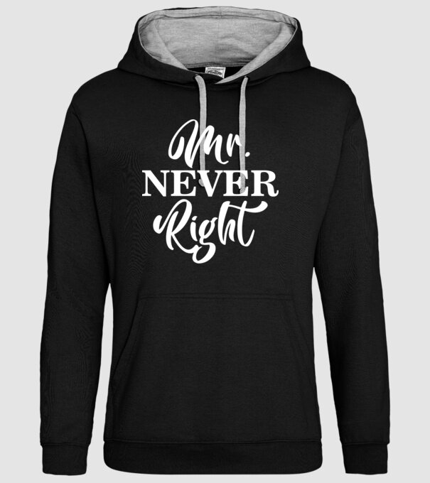 Mr never right model negru pe tricou