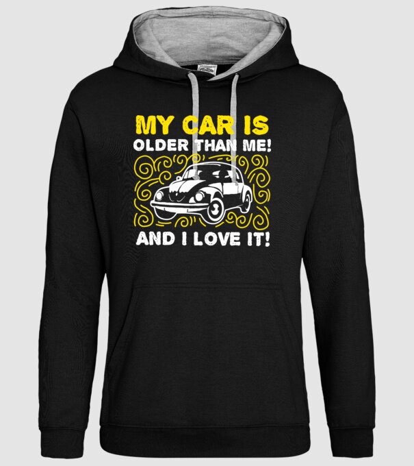 My car is older than me and I love it model negru pe tricou
