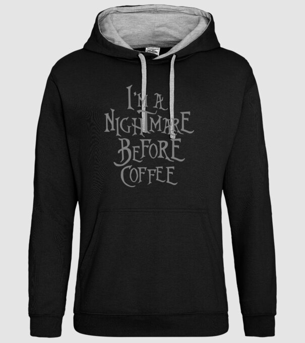 Nightmare before coffee model negru pe tricou