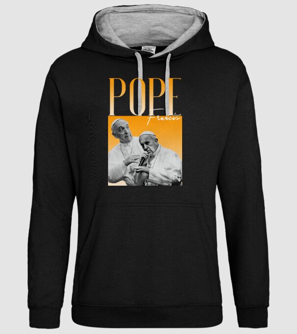 Pope Frances 90s poster model negru pe tricou