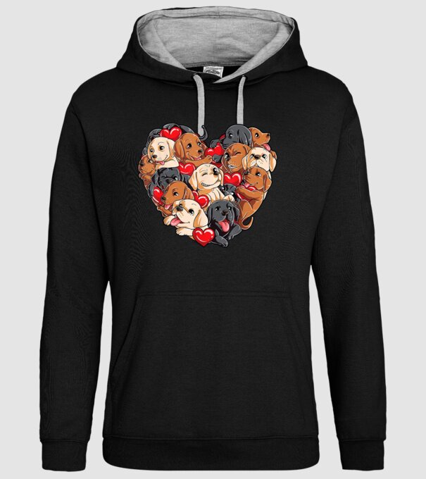 Puppy Heart model negru pe tricou