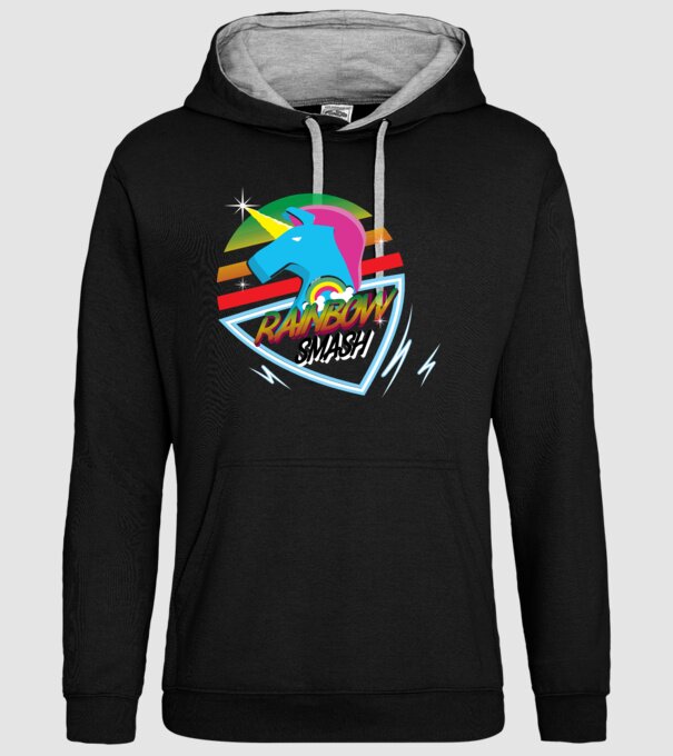 Rainbow smash model negru pe tricou