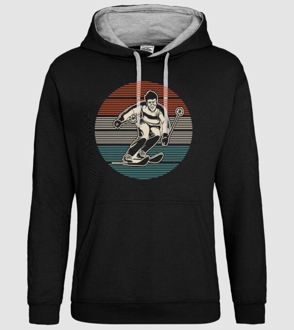 Retro circle ski model negru pe tricou