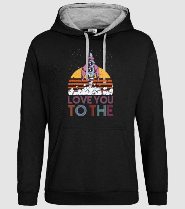 Retro vintage love you to the moon and back ROCKET model negru pe tricou