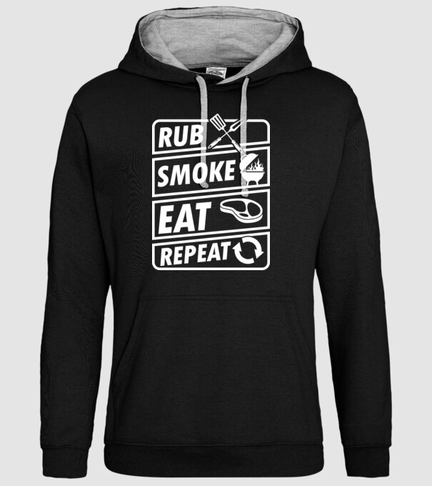 Rub Smoke Eat Repeat model negru pe tricou