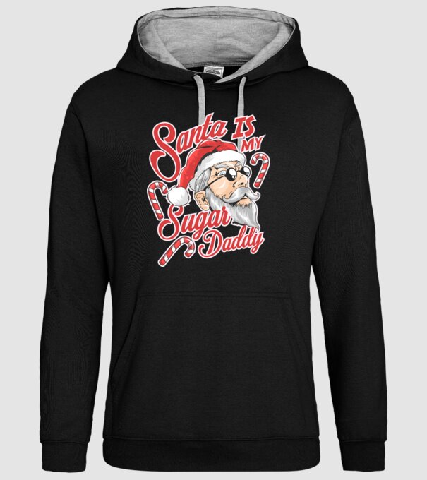Santa is my sugar daddy model negru pe tricou