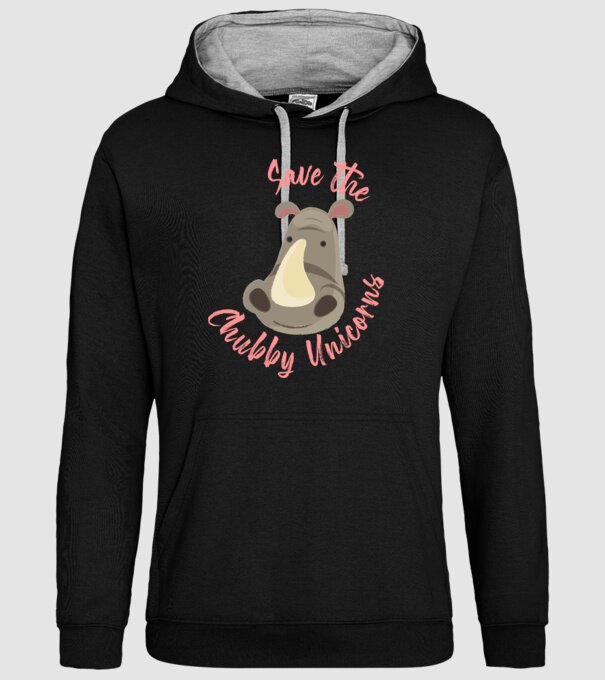 Save the chubby unicorns model negru pe tricou