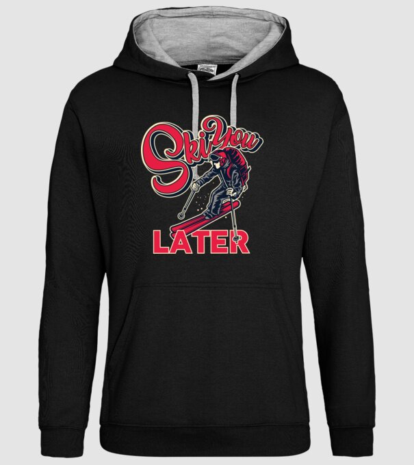 Ski you later model negru pe tricou