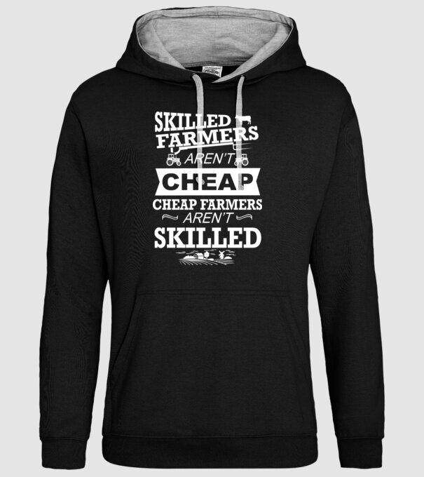 'Skilled farmers aren''t cheap Cu tractor' model negru pe tricou