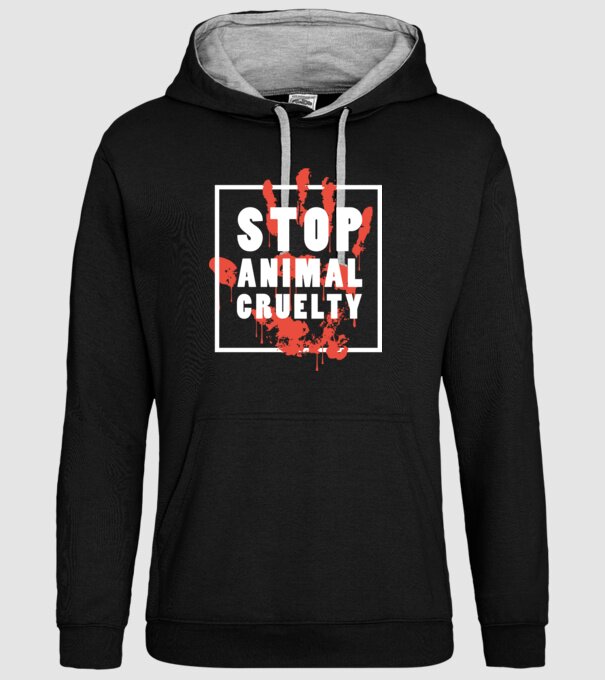 Stop animal cruelty model negru pe tricou