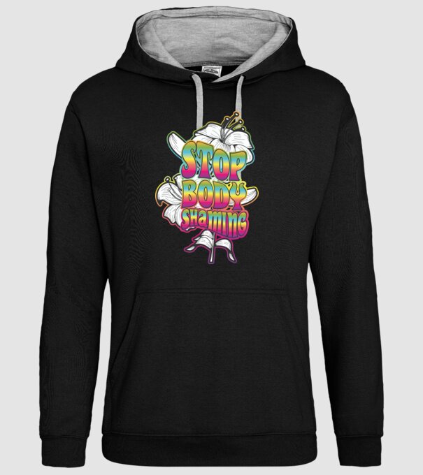 Stop body shaming lily model negru pe tricou