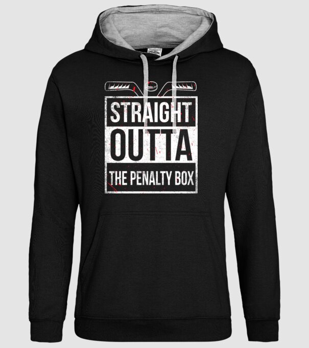 Straight outta the penalty box model negru pe tricou