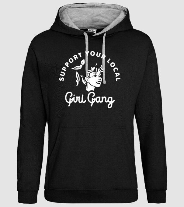 Support your local girl gang model negru pe tricou
