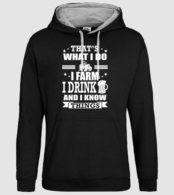 'That''s what I do, I farm, I drink' model negru pe tricou