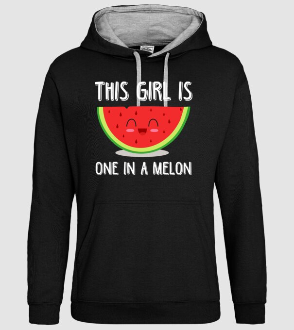 This girl is one in a melon white model negru pe tricou