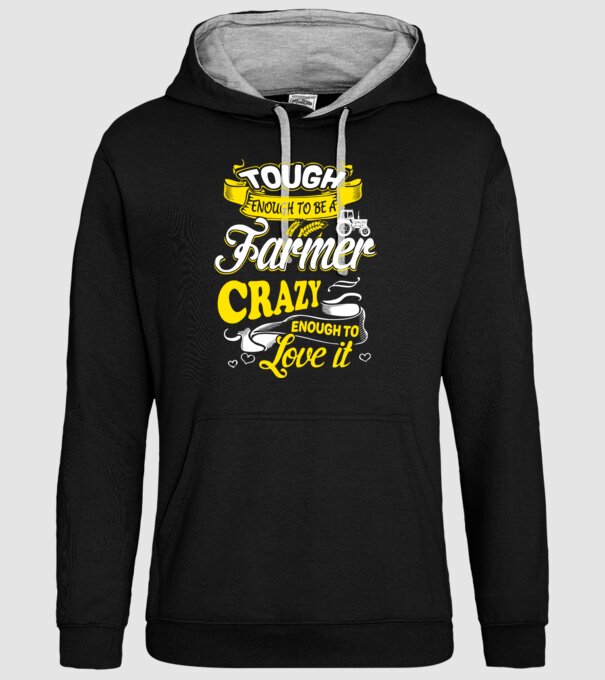 Tough enough to be a farmer Traktoros model negru pe tricou