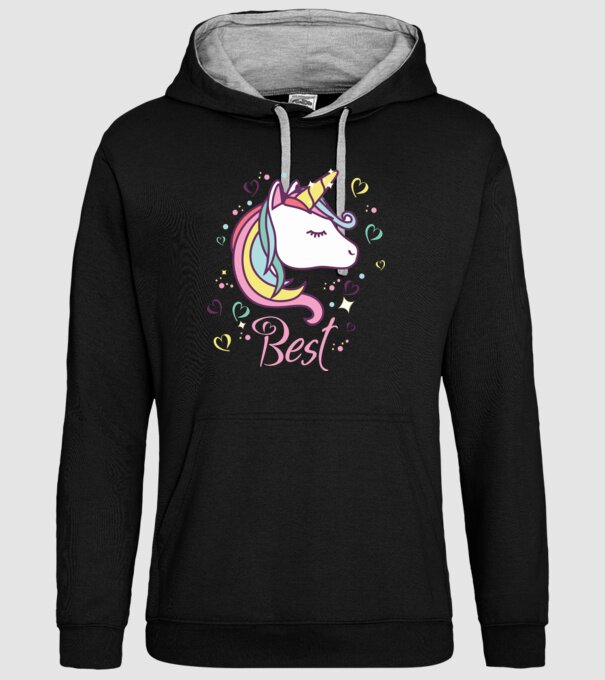 Unicorn Best model negru pe tricou