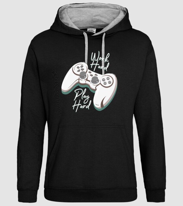 Work hard play hard model negru pe tricou
