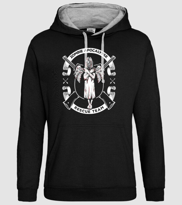 Zombie apocalypse rescue team angel model negru pe tricou