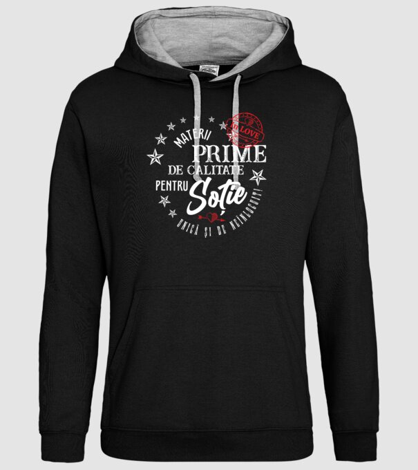 00_Materii prime de calitate pentru soție model negru pe tricou