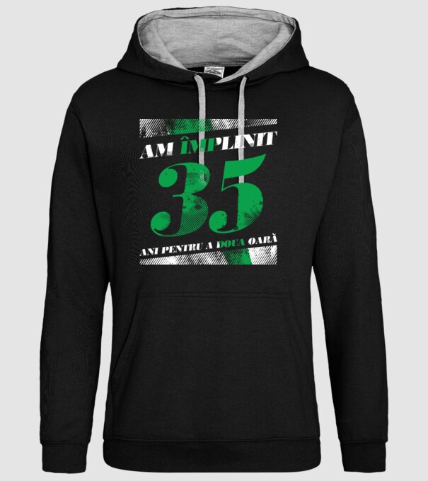 Am împlinit 35 ani pentru a doua oară model negru pe tricou