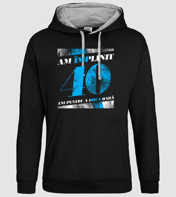 Am împlinit 40 ani pentru a doua oară model negru pe tricou